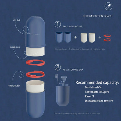 Capsule-shaped multi-function travel bottle in various colours with leak-proof design
