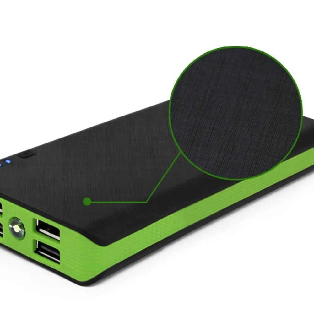 20000mAh power bank in blue measuring 145x68x22mm with USB port for charging mobile devices