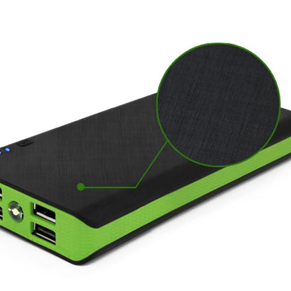 20000mAh power bank in blue measuring 145x68x22mm with USB port for charging mobile devices