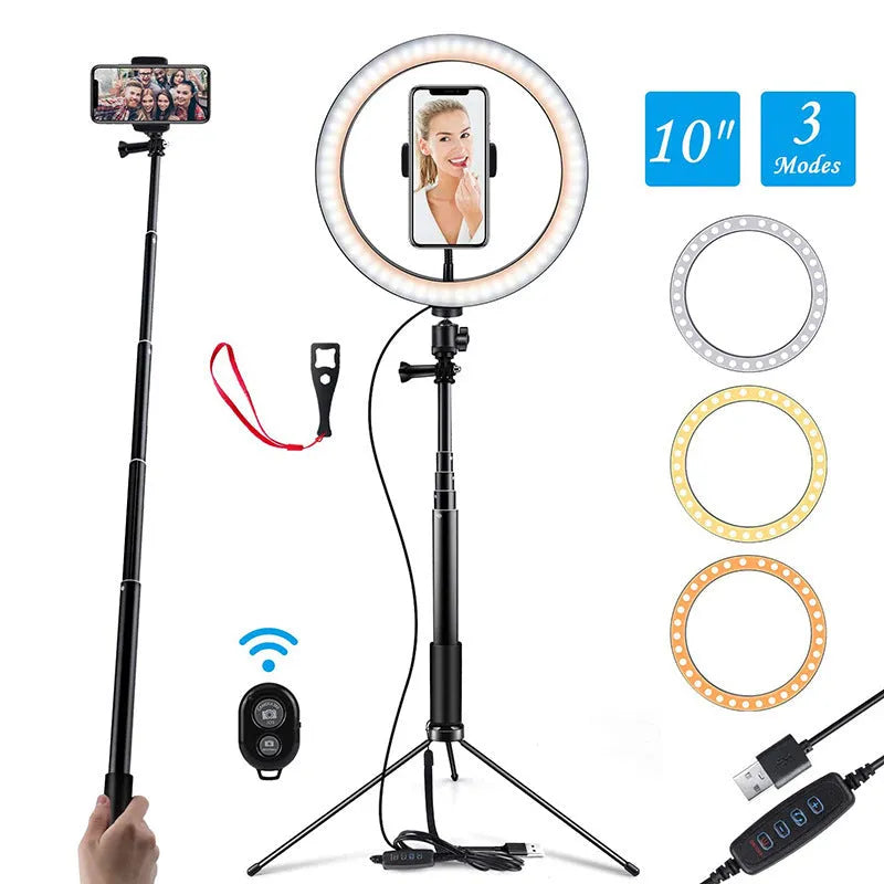 Black aluminium alloy selfie stick tripod compatible with iPhone smartphones