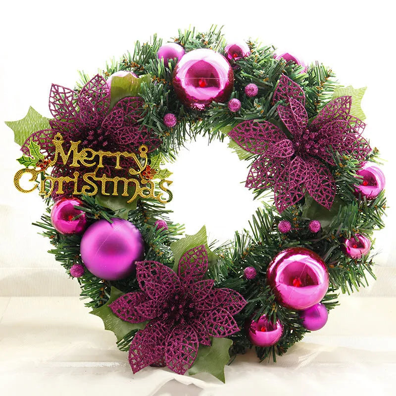 30cm multicolour plastic Christmas wreath decoration for doors and walls
