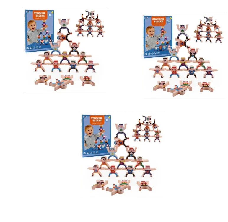Colourful Cartoon Hercules building blocks with smiling figures and interactive stacking game