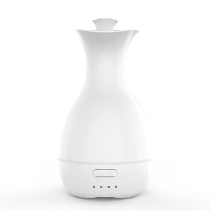 White or pink ultrasonic aromatherapy vase humidifier with night light and 200ml water tank