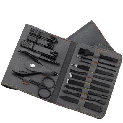 Premium 16-Piece Manicure Set with Stainless Steel Tools and Stylish PU Leather Case