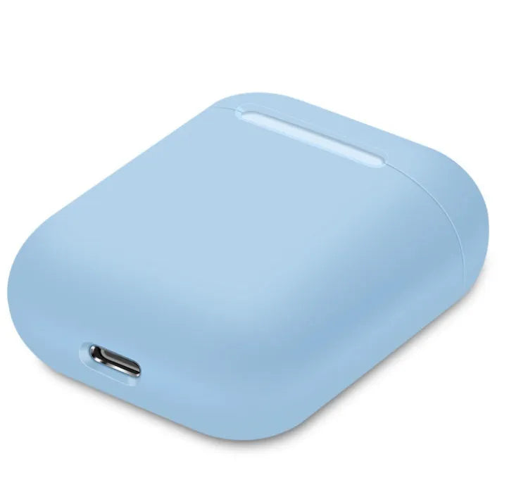 Soft silicone protective case for Apple AirPods charging box in various solid colours.