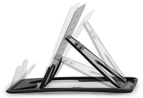 Black matte finish card phone holder with lazy bracket design on desktop