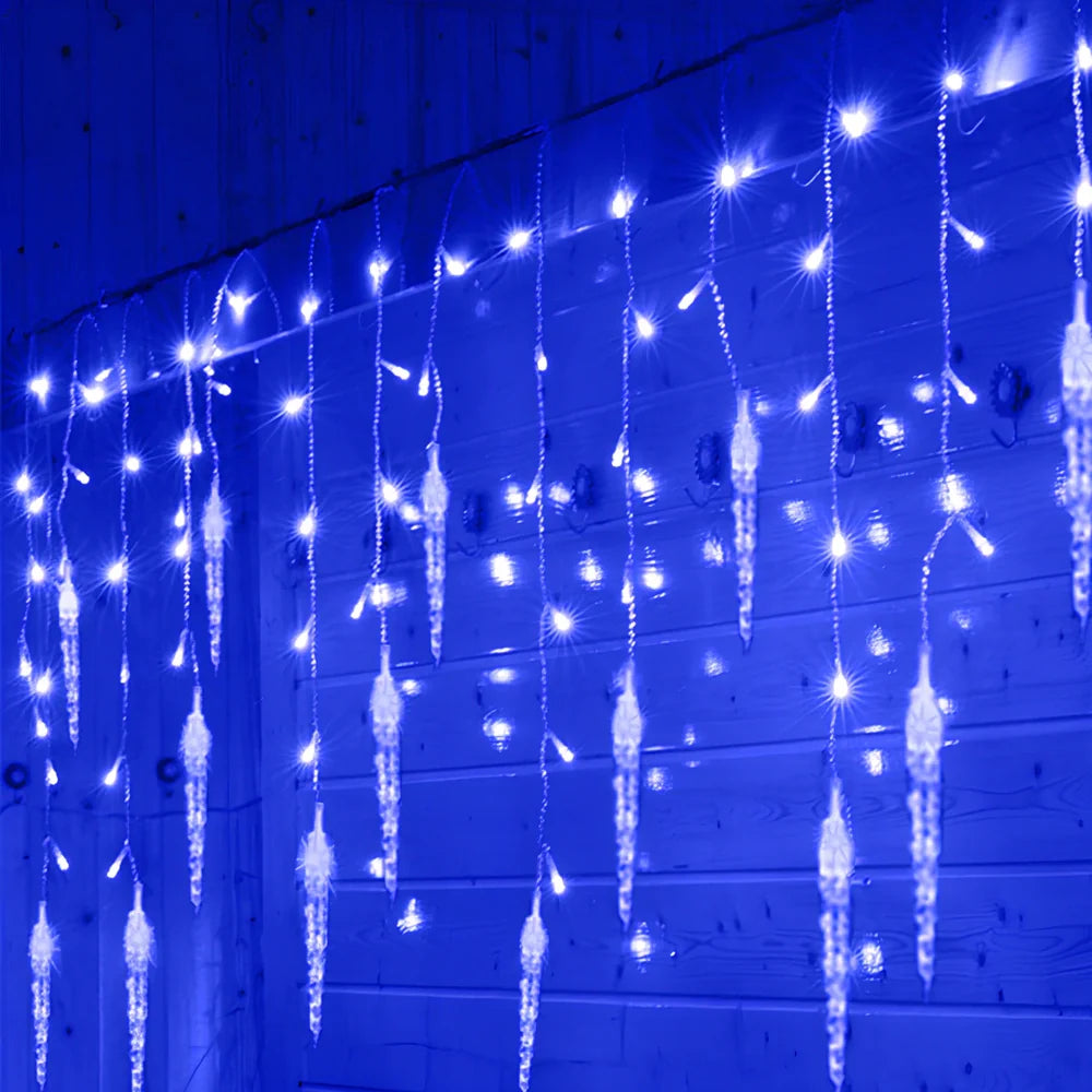 3.5 metre LED icicle light bar with staggered 30cm-50cm hanging lamps and waterproof construction