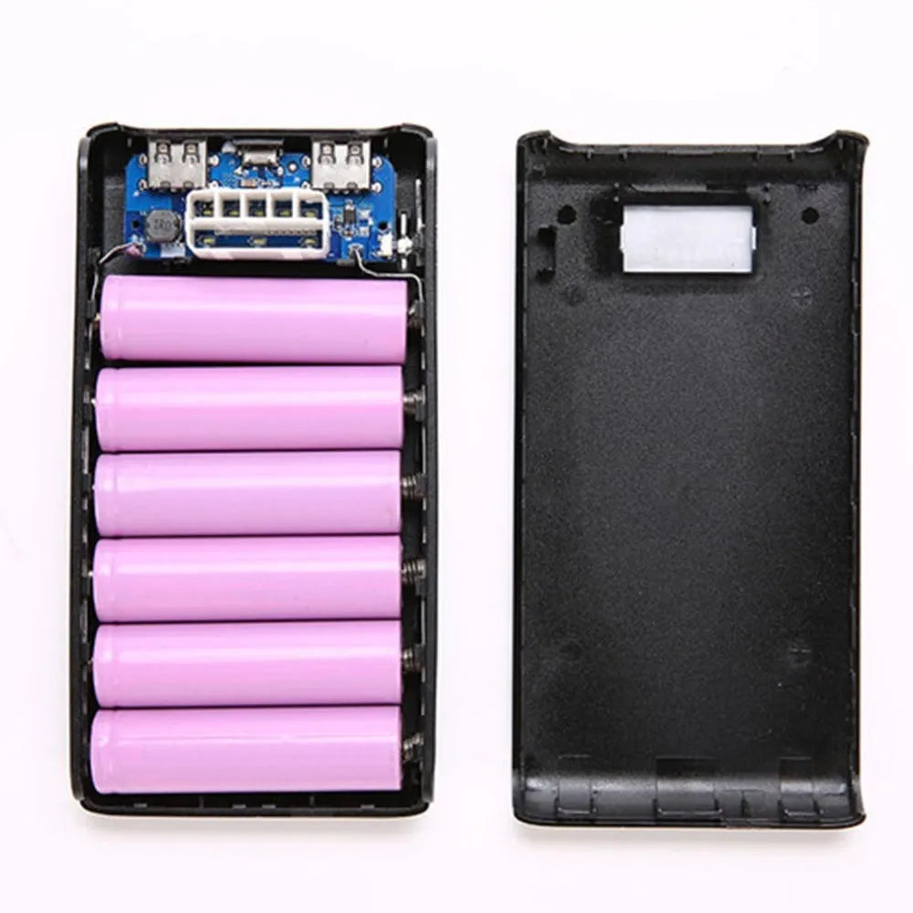 C9 DIY power bank case kit for 18650 batteries with six slots and dual charging inputs