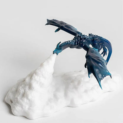 3D printed dragon-shaped LED lamp with USB charging cable, available in fire or ice dragon colours