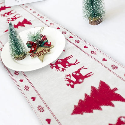 Christmas Elk Snowman Table Runner for festive holiday decor