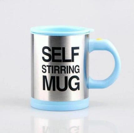 Self-stirring magnetic mug in stainless steel with food-grade PP plastic lid