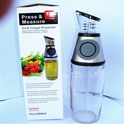 500ml clear glass oil bottle with 28.5cm height and square base for kitchen condiment storage