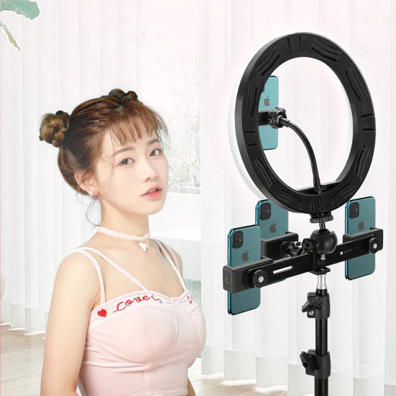 10-inch ring selfie light with metal bracket for smartphone photography and video