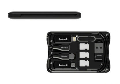 Multifunctional Travel Survival Card All-in-One Data Cable in black, compact design for easy travel