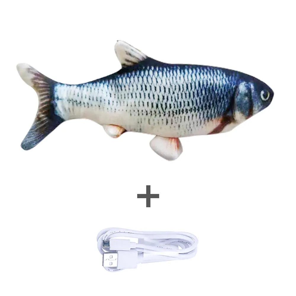 30cm multicolour electronic jumping fish cat toy with USB charging cable