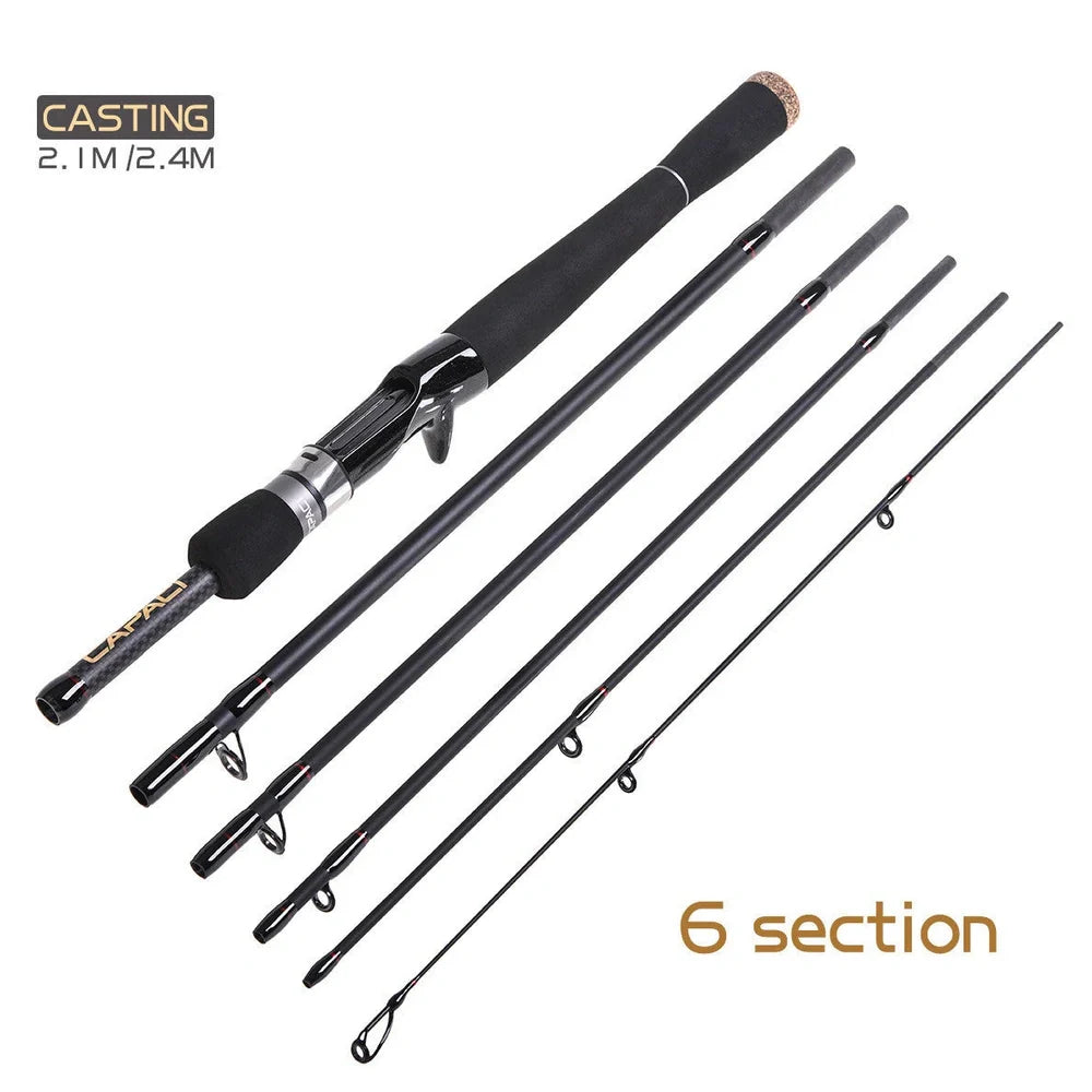 Carbon straight gun handle perch sea fishing rod showing 2.1m to 2.7m length options with multi-section design