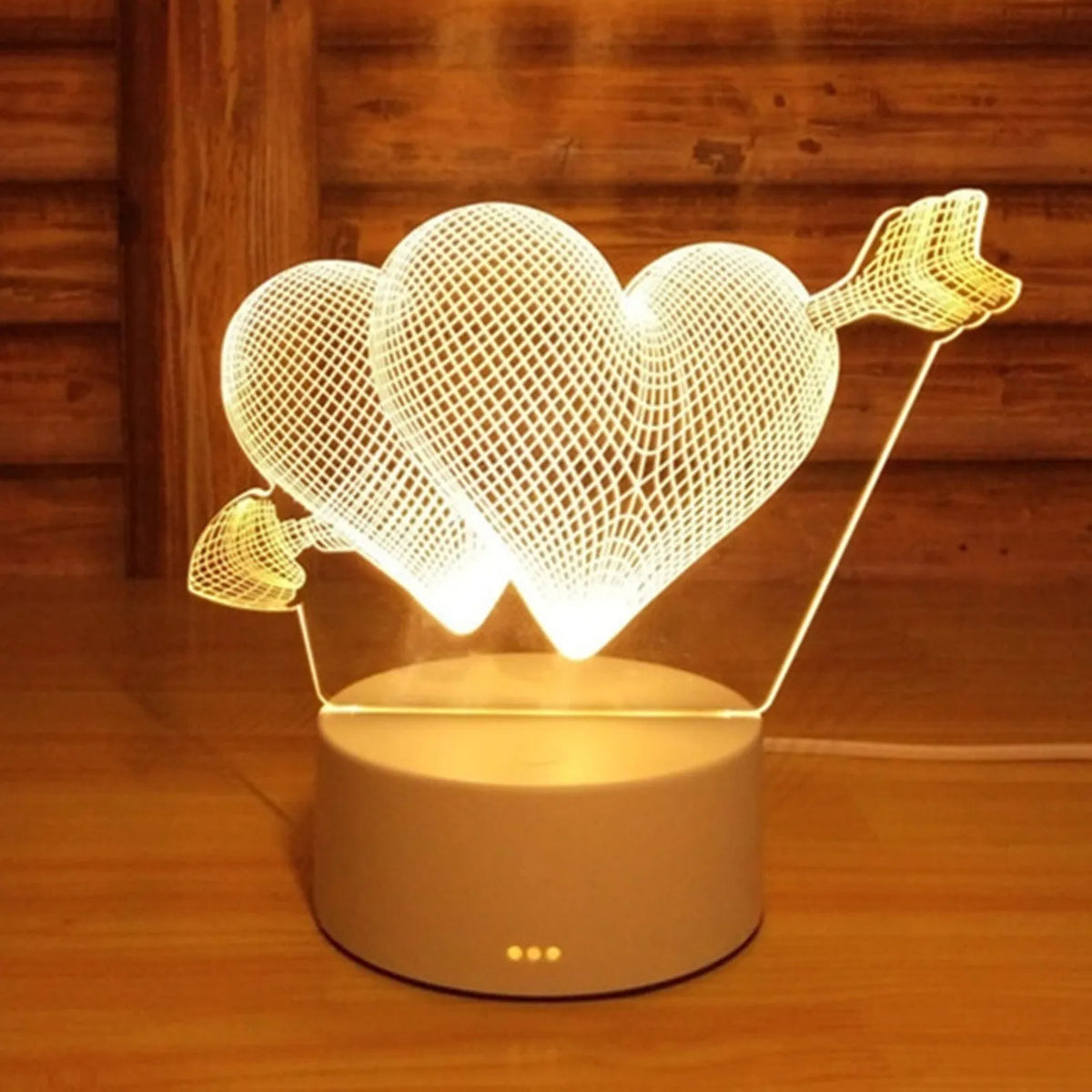 Creative 3D LED night light table lamp with acrylic flat screen, USB plug, 4W, Nordic style, 245x155x55mm