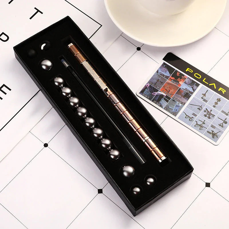 Modular magnetic pen with erasable ink, stress-relieving fidget features, and interchangeable components