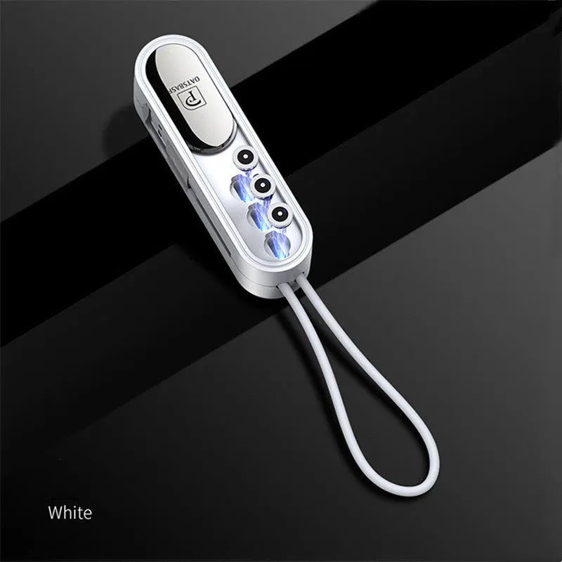 Magnetic three-in-one USB charging cable in black, white, or red colour with 0.4m length