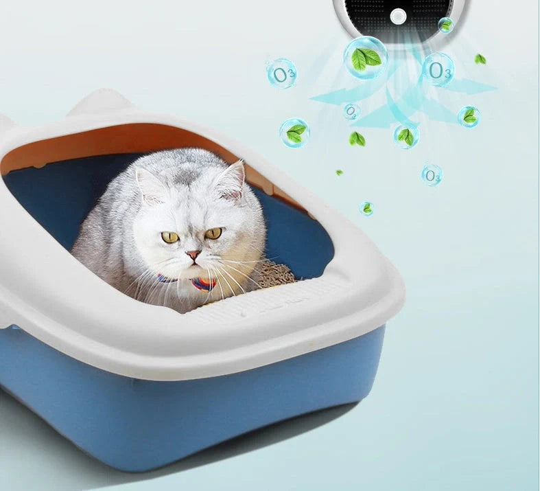 Compact white pet deodorant air purifier for cat litter boxes with USB charging