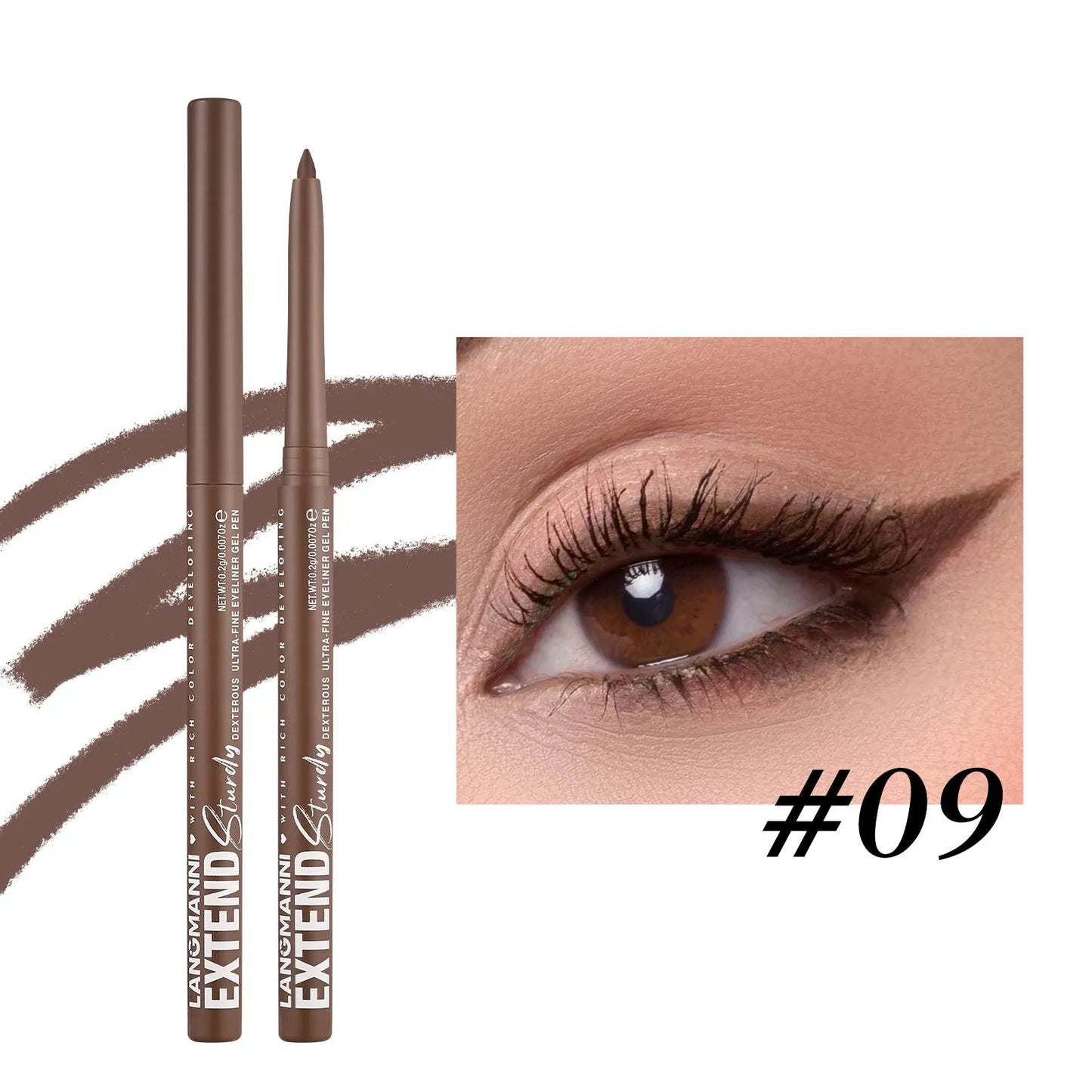 Set of 12 colourful gel glitter eyeliner pencils with matte metallic pearl finishes in waterproof smudgeproof formula
