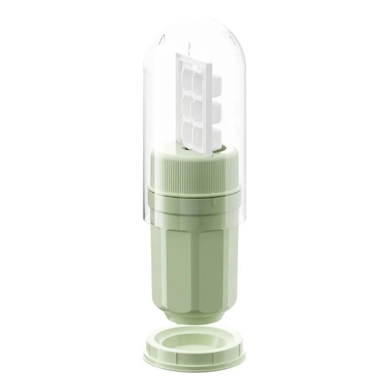 Twist-release ice cube tray with sealing lid in green, peach, or white colour options