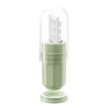 Twist-release ice cube tray with sealing lid in green, peach, or white colour options