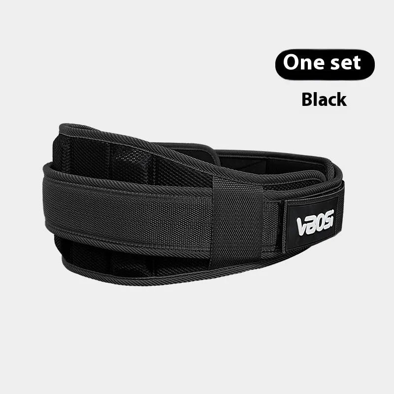 Adjustable waist support belt for weightlifting and squat training, available in black, red, or yellow