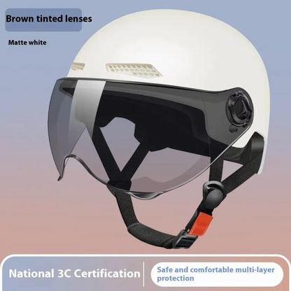 3C certified electric battery motorcycle helmet with sun protection feature in polypropylene construction