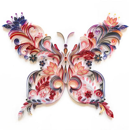 20-inch handmade butterfly quilling illustration craft pack with tools including glue, scissors, awl, and tweezers