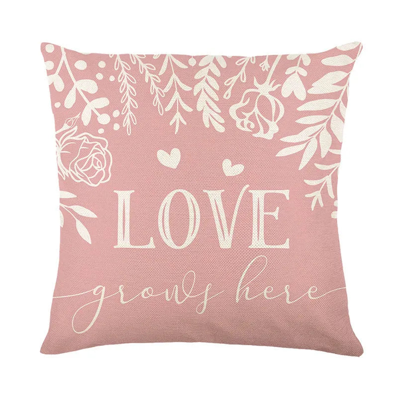 Plaid heart printed Valentine's Day pillow cover measuring 45x45cm in one of four colour options