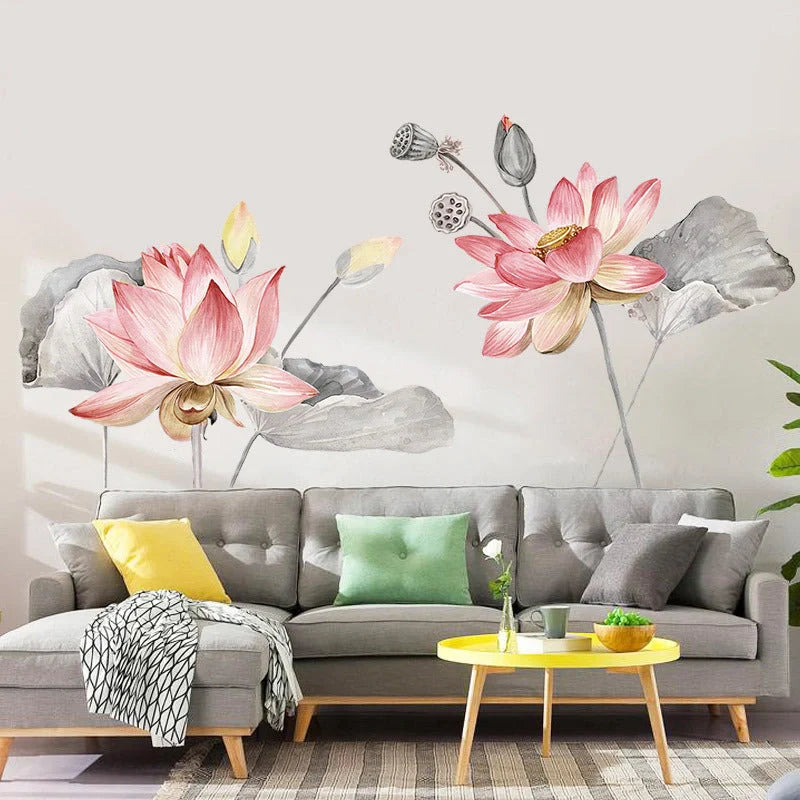 Nordic blue flower wall stickers for elegant home decor
