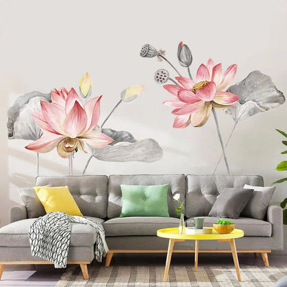 Nordic blue flower wall stickers for elegant home decor