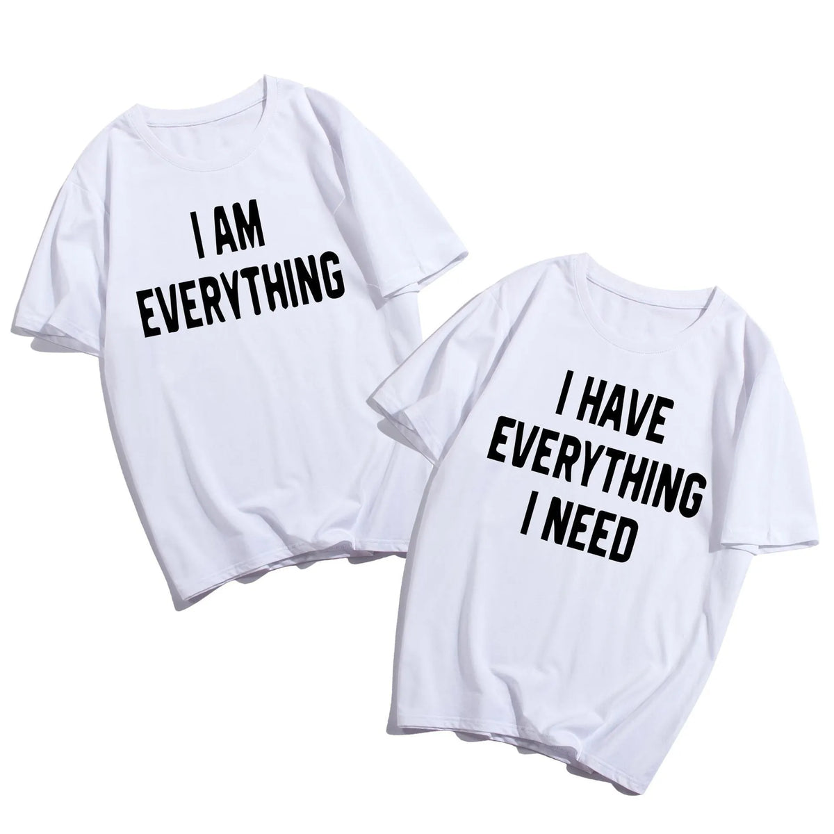 Couples short sleeve cotton t-shirts in black and white, sizes S to XXXL and matching sets