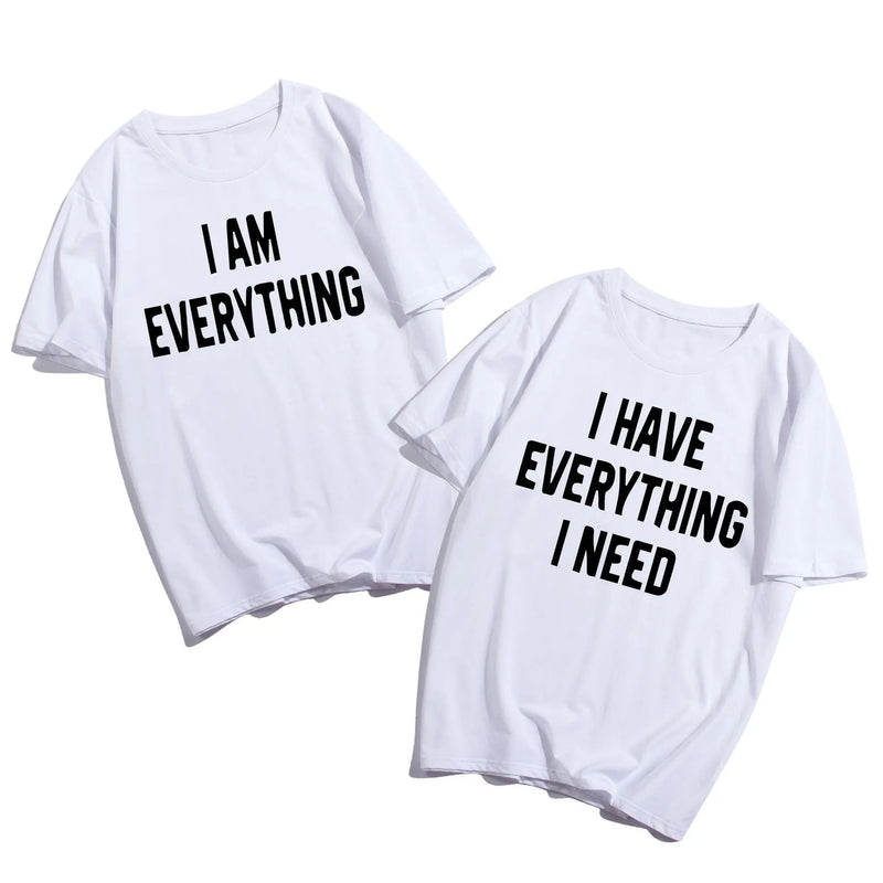 Couples Short Sleeve T-Shirts in Cotton with Matching His and Hers Design, Available in Black and White, Asian Sizes S to XXXL and King Queen Sets