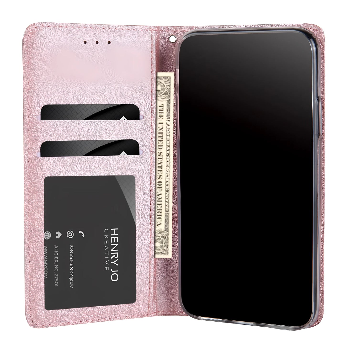 Black PU leather flip phone case for iPhone with open card holder slots