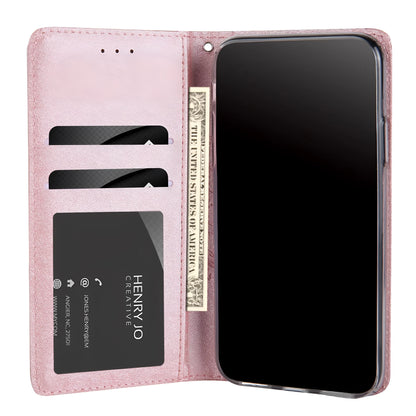 Black PU leather flip phone case for iPhone with open card holder slots