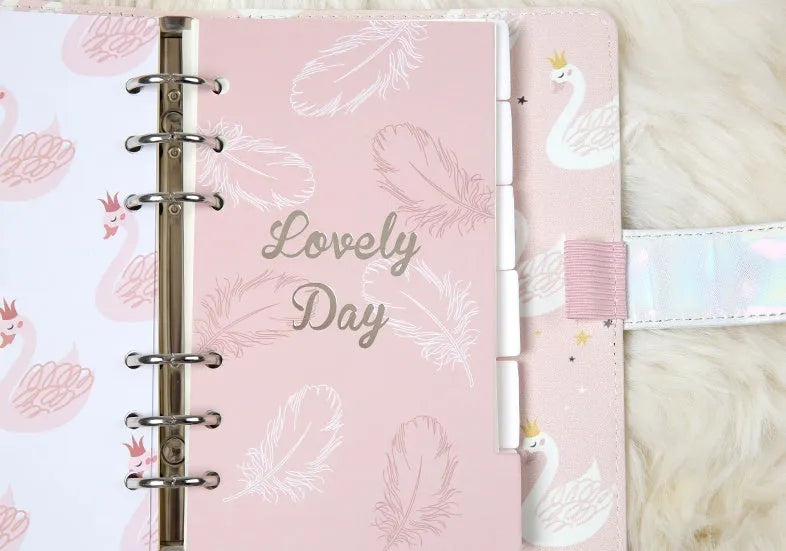 Six A6 separator pages with colour printing and gold foil backing for diary organisation