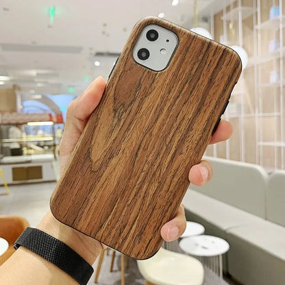 Slim natural wood iPhone case in teak, walnut, black rose, and rosewood colours.