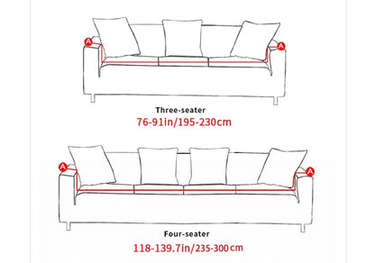 Elastic sofa cover in navy blue with high-density fabric for stain protection