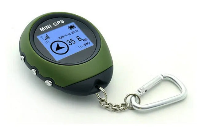 Mini handheld GPS locator 65x52x21mm matte finish USB lithium battery in green or orange