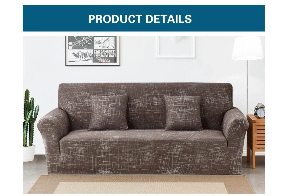 Elastic sofa cover in navy blue with high-density fabric for stain protection