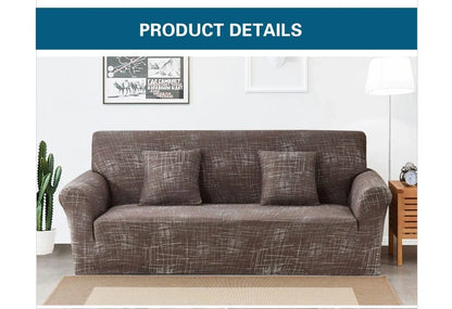 Elastic sofa cover in navy blue with high-density fabric for stain protection
