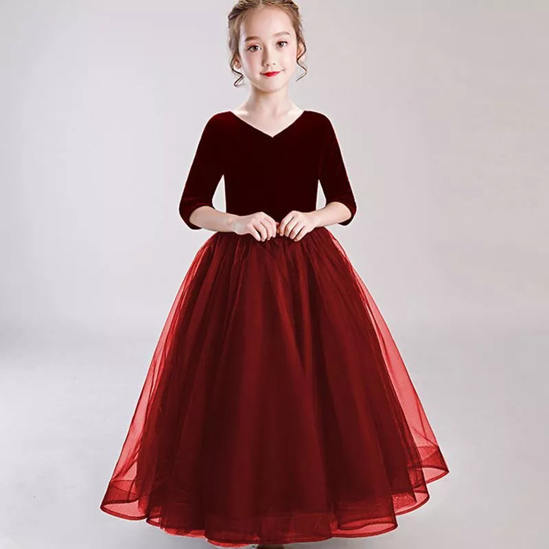 Children's knit princess dress in vibrant colours, sizes 100cm to 160cm