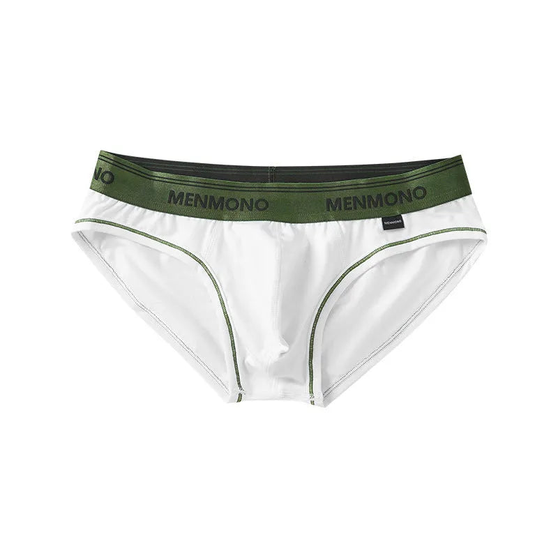 Men's cotton low waist briefs in a two-tone colour on a white background.