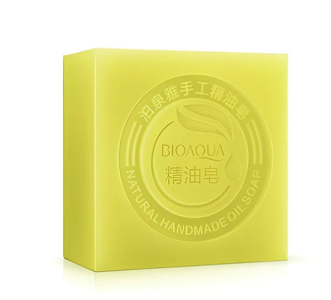 BIOAQUA 100g handmade essential oil soap bar with bamboo charcoal for acne cleansing and olive oil hydration