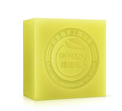 BIOAQUA 100g handmade essential oil soap bar with bamboo charcoal for acne cleansing and olive oil hydration