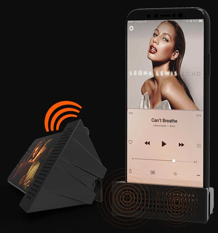 Compact phone amplifier stand in various colors for iPhones and Android devices