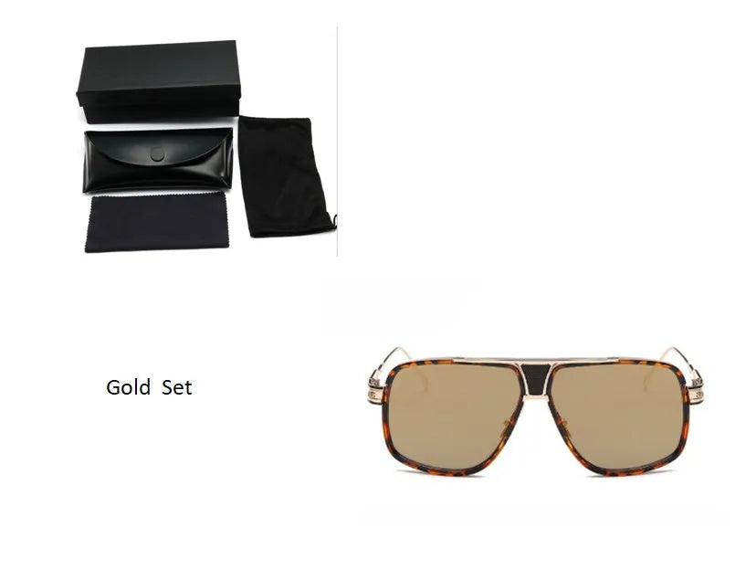 Men's square UV400 sunglasses with 59mm lens width, plastic and metal frame, goggle style
