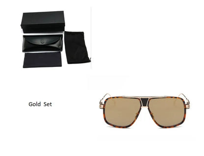 Men's square UV400 sunglasses with 59mm lens width, plastic and metal frame, goggle style